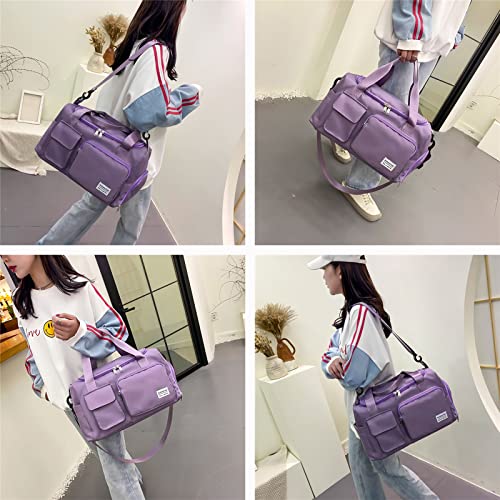 Image of Small Gym Bag for Women, Travel Duffle Bag Carry On Weekender Bag with Shoe Compartment
