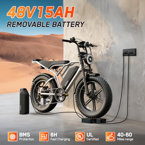 Image of TST Electric Bike for Adults, 48V 15Ah Battery, 1500W Peak Motor, Fat Tire | Dual Suspension ,7-speed Gears, 3 Working Modes, Powerful, LCD Display, Suitable for Commuters and Beginner Cyclists