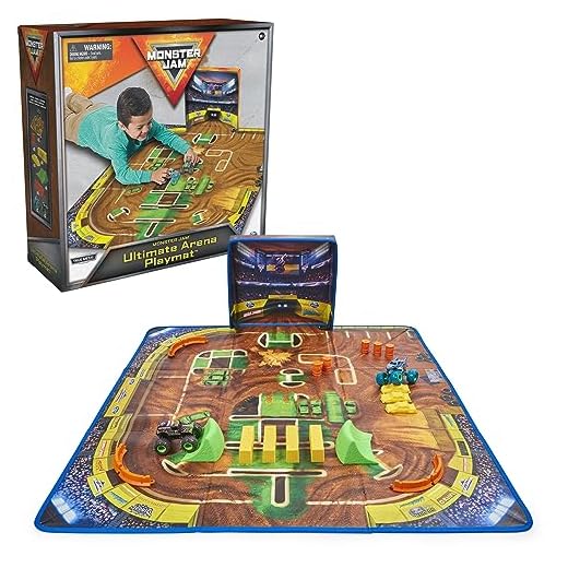 Monster Jam, Ultimate Arena Playmat with 2 Exclusive Die-Cast Monster Trucks, Megalodon and Grave Digger, 20 Accessories, Kids Toys for Boys and Girls Ages 3 and up (Amazon Exclusive)