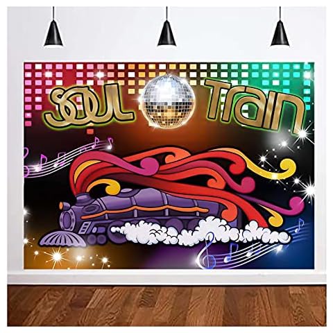 XLL 70's and 80's Soul Train Neon Glow Theme Photo Background 7x5ft Singing Old Fashioned Dance Disco Dancing Prom Photography Backdrops Let's Crazy in The Dark Studio Shoot Props Vinyl Cover