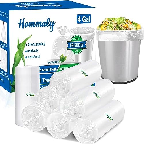 Plasticplace 4 Gallon Trash Bags, 6 Microns, Clear Garbage Can High Density Liners