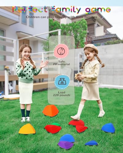 Kids Stepping Stones 25 Sets Rainbow, Balance Stepping Stone for Children,Toddler Stepping Stones Big-Side Sensory Toys,River Stones Outdoor Obstacle Activity Non-Slip Thickening and Widening Material - Image 6