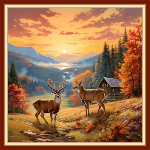 Image of Funart Stamped Cross Stitch Kits for Beginners Full Range of Cross Stitching Preprinted Embroidery Kits for Adults, 11CT Embroidery Pattern Needlepoint Kits- (ArtColors10)