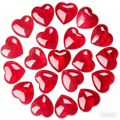 Image of QINJIEJIE 20 PCS Glass Red Heart Crystal Healing Crystals Cute Stones Pocket Healing Palm Love Bulk Set Wholesale Reiki Energy Balancing Meditation Mother's Day Gifts for Women