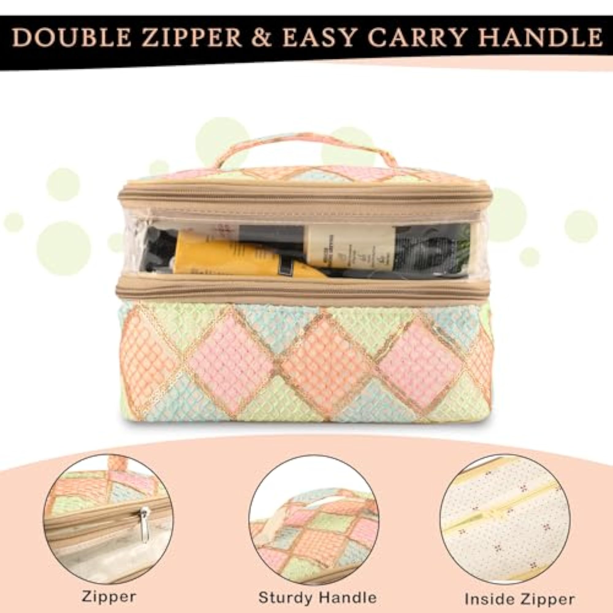 Dual Layer Travel Storage Organizer Cosmetic Bag