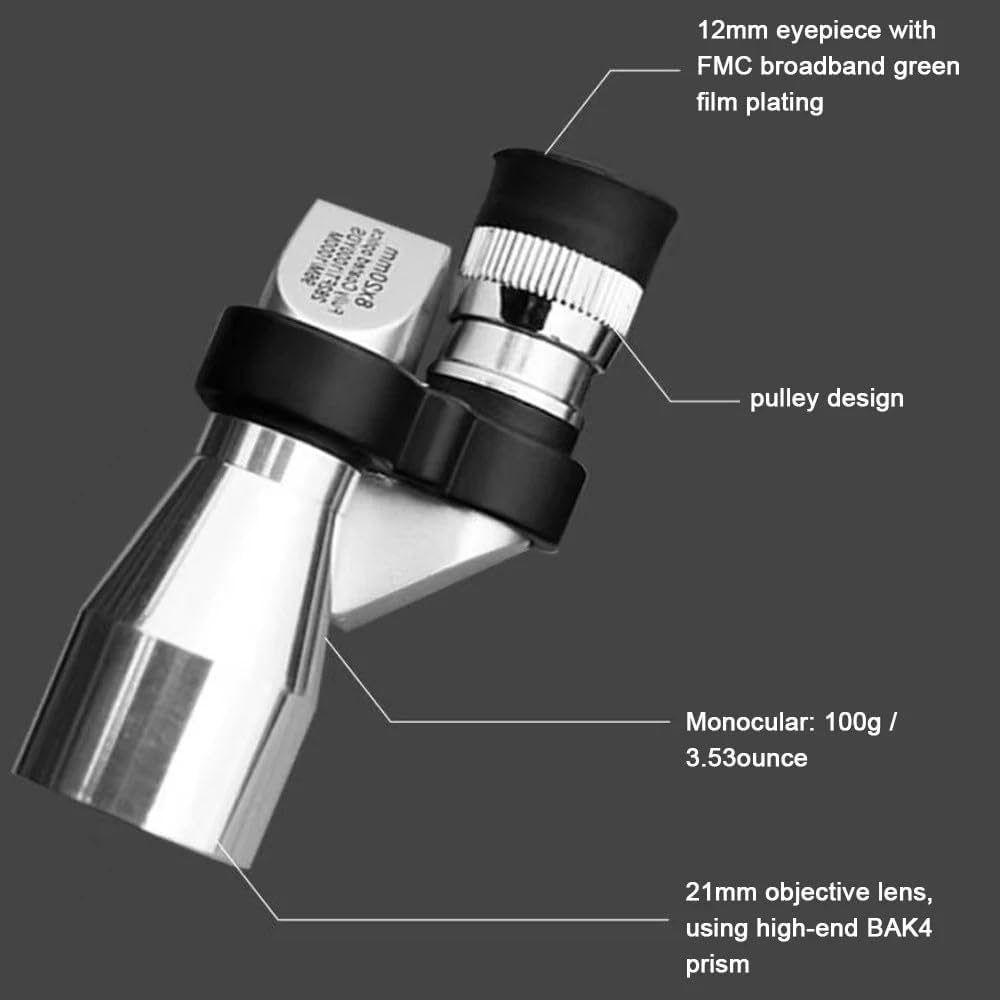 Mini telescopio monocular portátil HD de bolsillo, zoom de alto aumento, telescopio de pesca al aire libre para caza, camping, montañismo | Telescopio pequeño para adultos, ajustable, para observación de aves, senderismo, camping, pesca, viajes y paisajes