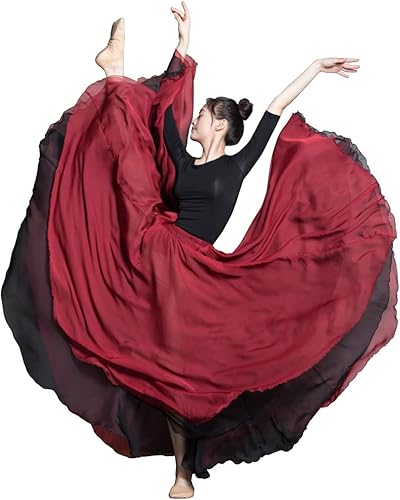 ROYAL SMEELA Falda larga de ballet 720 para mujer, falda de baile lírico de hadas, disfraz de danza moderna, faldas largas fluidas para bailarina
