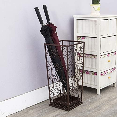 Wrought Iron Umbrella Stand Hotel Lobby Home Rain Gear Storage Rack Long Handle Umbrella Storage Bucket(Onecolor)