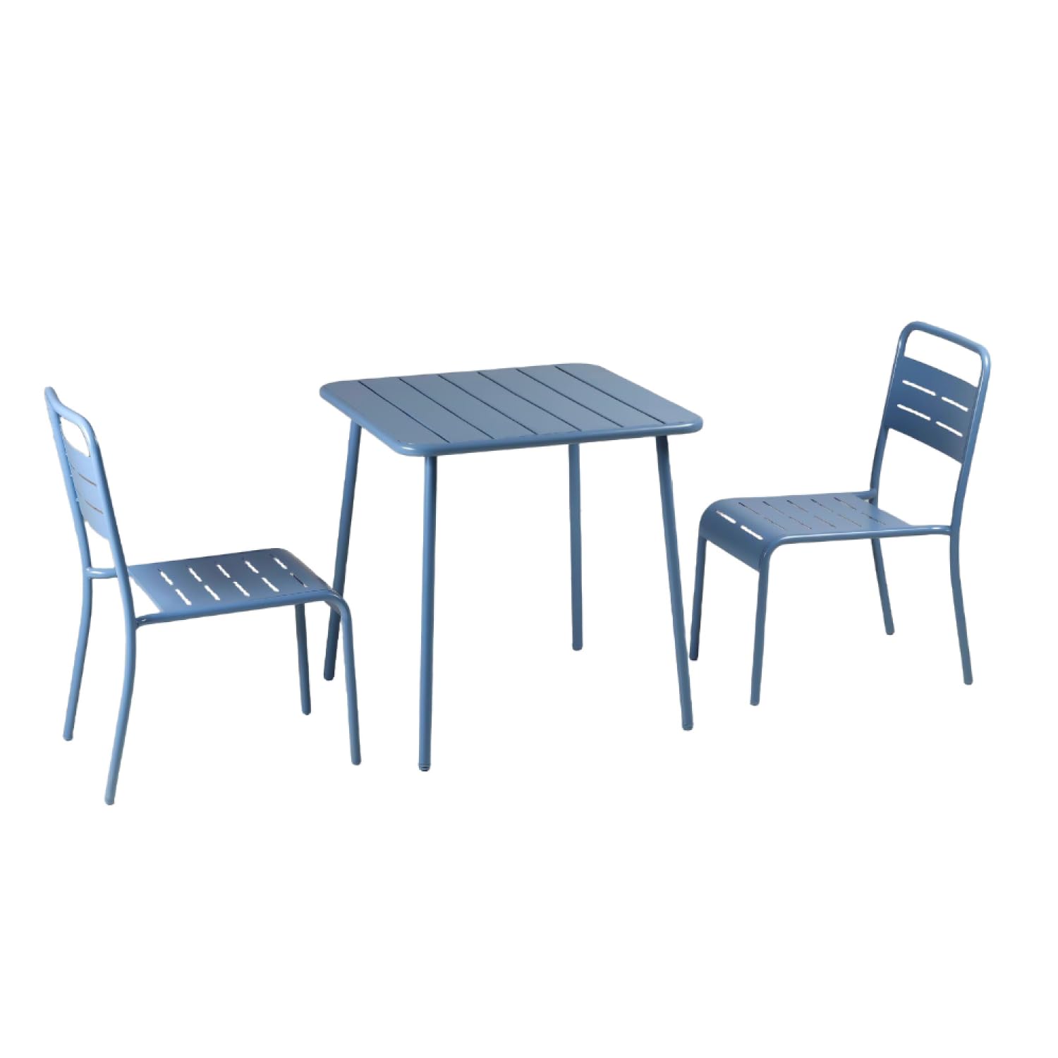 CONCEPT USINE | Tavolo da giardino BERGAME 4 posti in acciaio blu | Grande tavolo da pranzo all'aperto | Mobili da giardino Terrazza piscina | 70 cm | Resistenza al sole & Intemperie | Premium Design