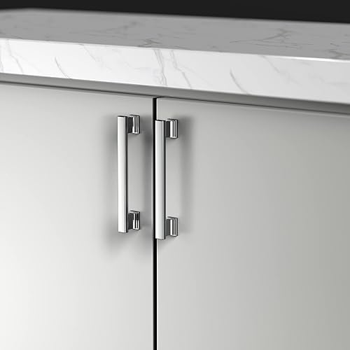 Miniatura 4 de 9BUILD Paquete de 10 manijas de gabinete de cocina de 5 pulgadas (5.039in), tiradores cromados pulidos para gabinetes de cocina, manijas de cocina