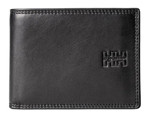 Elbleder Geldbörse Herren Leder mit Münzfach | Schwarz | RFID-Schutz | Portemonnaie Echtleder | Geldbeutel Business für 10 Karten | Design Wallet Polo 105-01 BK