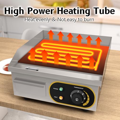 Plancha parrilla eléctrica de 35.5cm de acero inoxidable con control de temperatura 6