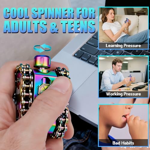 Tank Fidget Spinner, Fidget Hand Roller Slider for Kids Adults, Metal Sprocket Chain Fidget Toy, Transformable Sensory Toy for Stress Relief, Cool Desk Toy for Office Easter Basket Stuffer 4 in 1 - Image 5