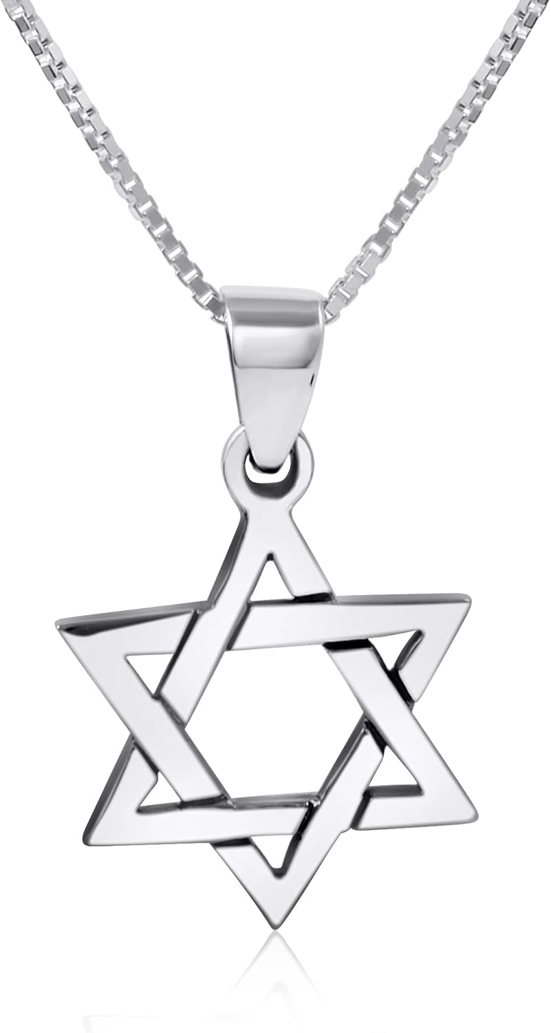 AJDesign Classic Star of David Necklace Pendant 925 Sterling Silver Jewish Jewelry for Men Women Religious