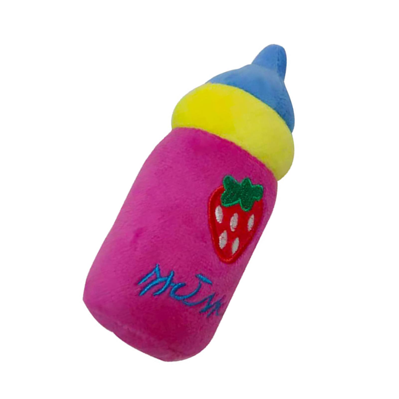 Gsycle Small Dog Plush Toy, Soft Milk Bottle Interactive Toy Retriever Pet Squeaker for Medium & Small Dog, Not for Aggressive Chewers (Rose Red)