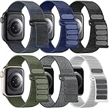 WJK Compatible with Apple Watch Series 7 Band Women Men, Stretchy Sport Nylon Straps Compatible with Apple Watch Bands 44mm 40mm 38mm 49mm 45mm 41mm 42mm for iWatch Ultra SE 8 7 6 5 4 3 2 1, 6 Pack