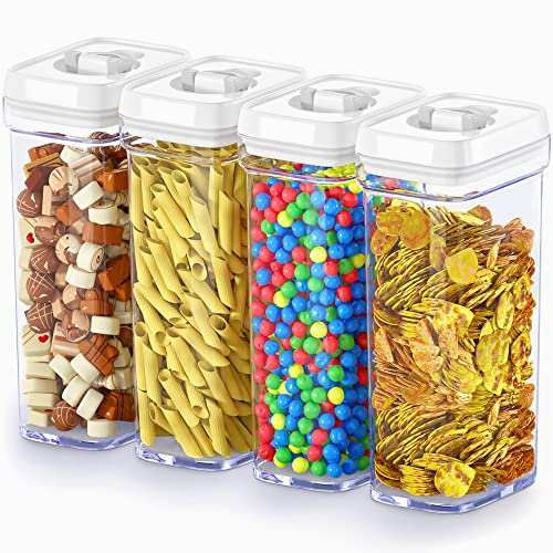 dwëllza kitchen airtight food storage containers – 4 piece set air tight pantry storage containers clear kitchen organization and storage set bpa-free - keeps your food fresh & dry