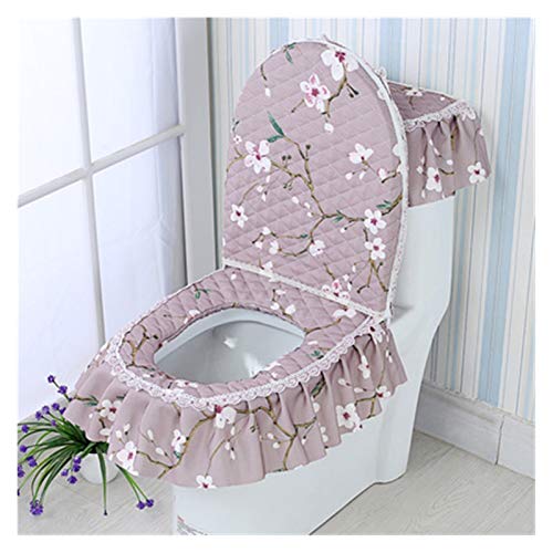WAYYQX Toile Sitzbezug Pads U-förmiges Toilettensitzbezug-Set Spitze U-förmiges WC Dreiteiliges Set Toilettensitzkissen…