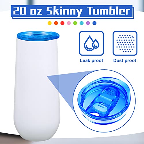 5 Pcs 20 Oz Skinny Replacement Lids Tumbler Replacement Lids Plastic Splash Resistant Lids Covers Spill Proof Skinny Tumbler Lid Cup Covers For Mouth Tumbler Cooler Cup (Cute Color) #TOP3