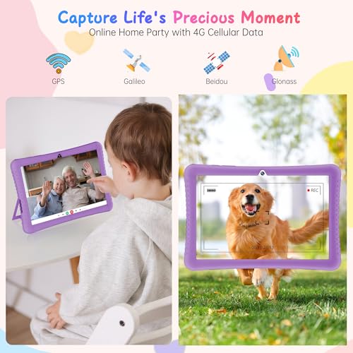 Image of HAOVM Tablet 10 inch, 4G SIM Unlocked, Android 15 Tablet with SIM Card Slot, IPS Touch Screen, 2.0GHz Fast Processor,3GB+32GB+TF Expand,2.4G /5GHz WiFi,5000mAh, GPS, Purple case