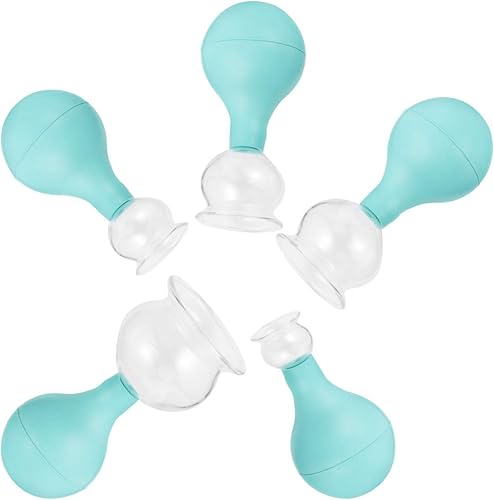 Juego de ventosas profesionales de 5 uds de vidrio para masajes de vacío con cabeza de goma para espalda verde