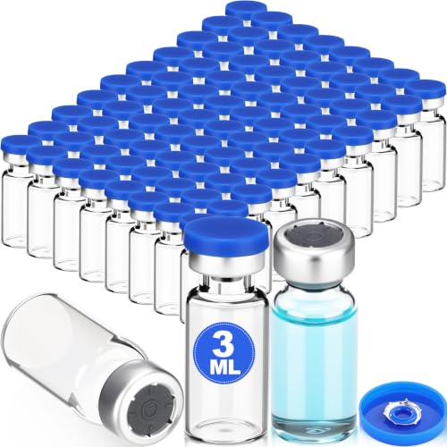 80 Pcs 3ml Sterile Vials Empty Vials for Injection, Blue Lid