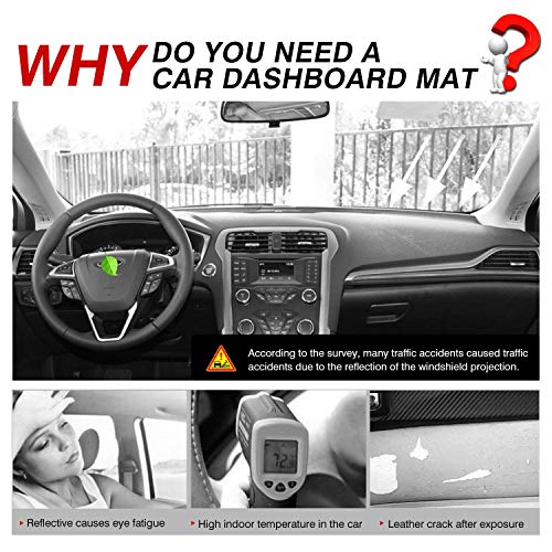 Cartist Custom Fit For Dashboard Cover Mat 2013-2020 Ford Fusion Accessories Dash Mat Flannel Nonslip Dash Cover Sunshade Glare Uv Rays Protector Black #TOP1