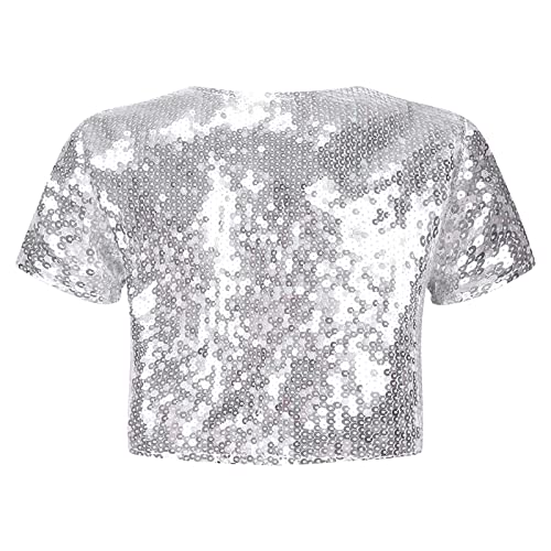 Kids Short Sleeve Sequins Bolero Flower Girl Shrug Open Front Cardigan Dress Cover up2