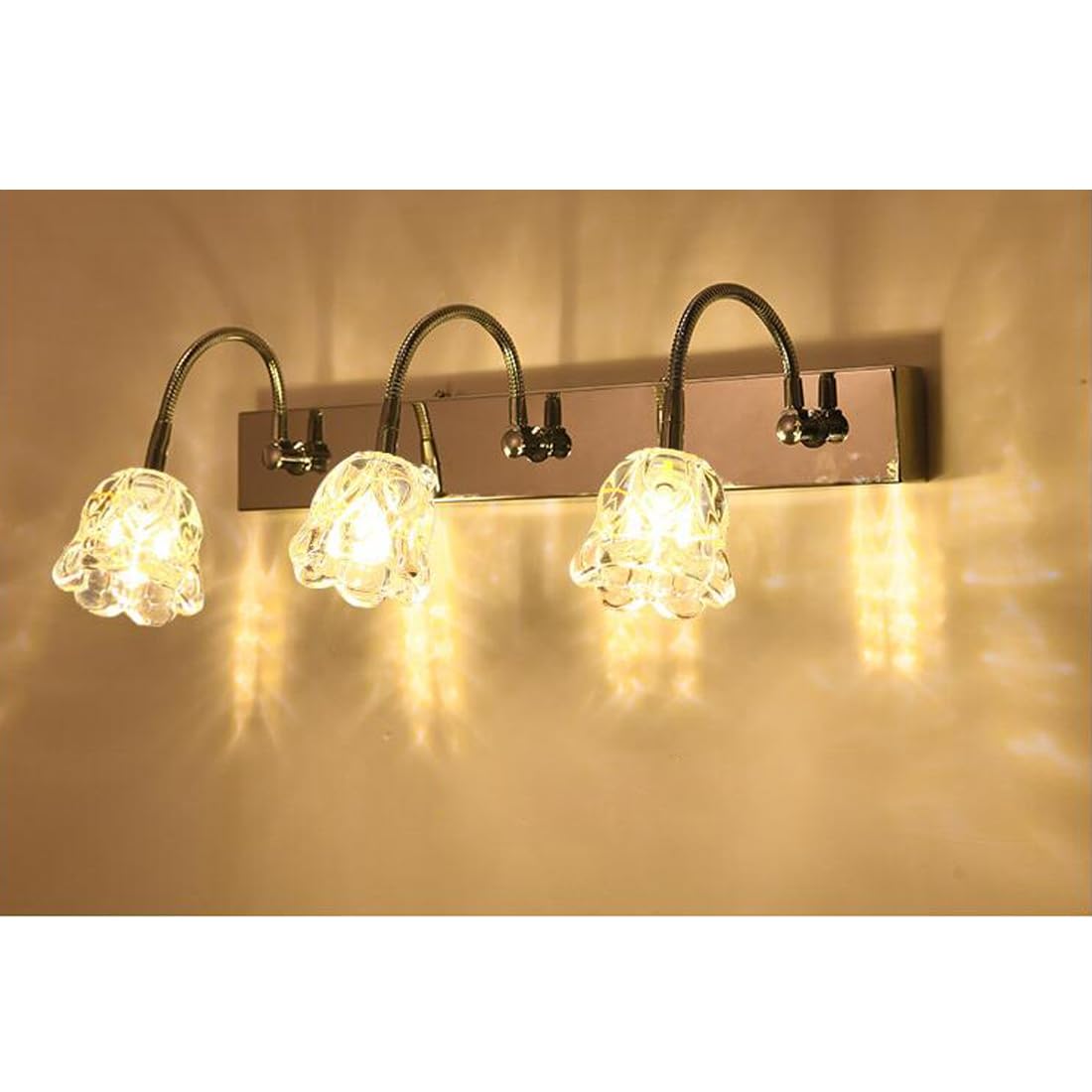 G4 Luce a Specchio da Bagno Argento regolabile Metallo LED lampada a Specchio Luce Calda 3000K Moderno Paralume in Vetro Design Industriale applique Toilette Casa degli Ospiti, Luce di Lettura, L46cm