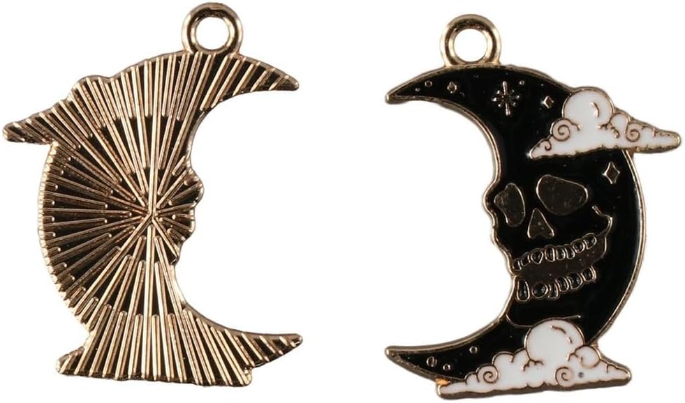 20 Pcs Enamel Black Moon Charms Skeleton Moon Charms Halloween Gothic Charms for Jewelry Making DIY Crafting - Image 6