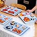 Pinkunn 8 Pcs Large 14 Inch Unbreakable Divided Plates for Kids Adults Wheat Straw Tray Dishwasher Microwave Safe Reusable Compartment Plates(Blue)
