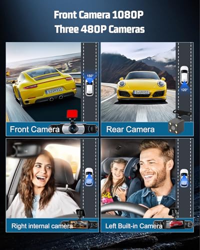 Dashcam 4 canales NHOPEEW 1080P con pantalla de 3.16 pulgadas y grabación en bucle 2