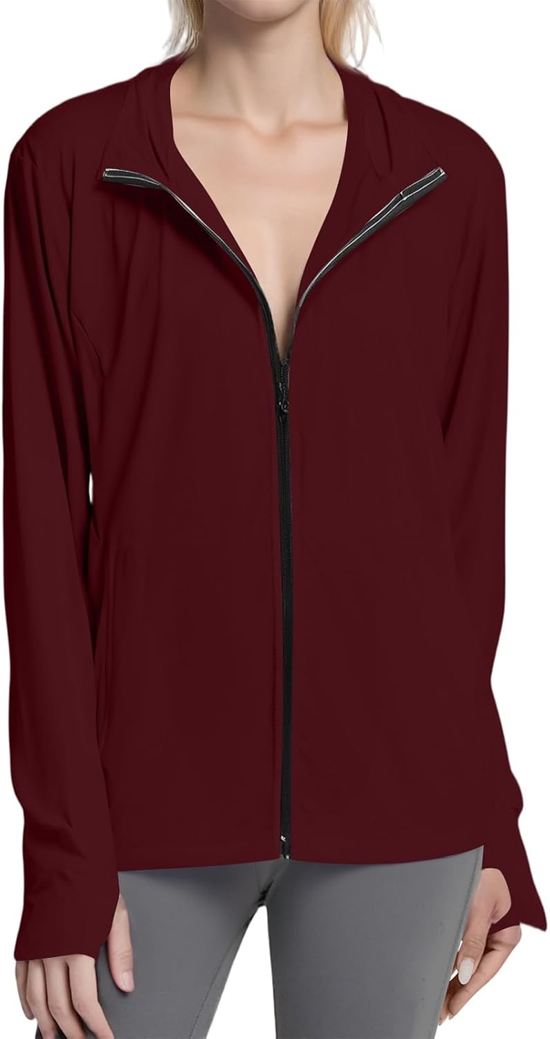 Women's UPF Sun Protection Shirts SPF Jacket UV Zip Up Hoodie Long Sleeve Summer Ice Silk Outdoor with Pockets