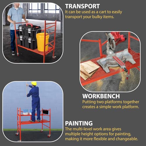 image for LEADALLWAY Scaffolding Platform 4 Foot High Mobile Baker Scaffolding 4