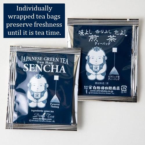 Miniatura 9 de Den's Tea Bolsitas de té piramidales Sencha, auténtico té verde japonés de Shizuoka, Japón (paquete de 12)