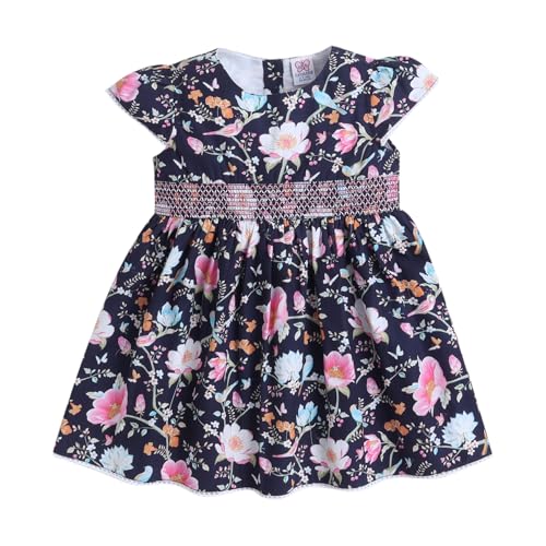 Image of Mama&Bebe Summer Dress for Girls with Cotton Soft Lining | Printed Fit & Flare Kids Outfit with Cute Bow Detail | Comfortable Breathable Party & Outing Dress for Toddlers and Little Girls