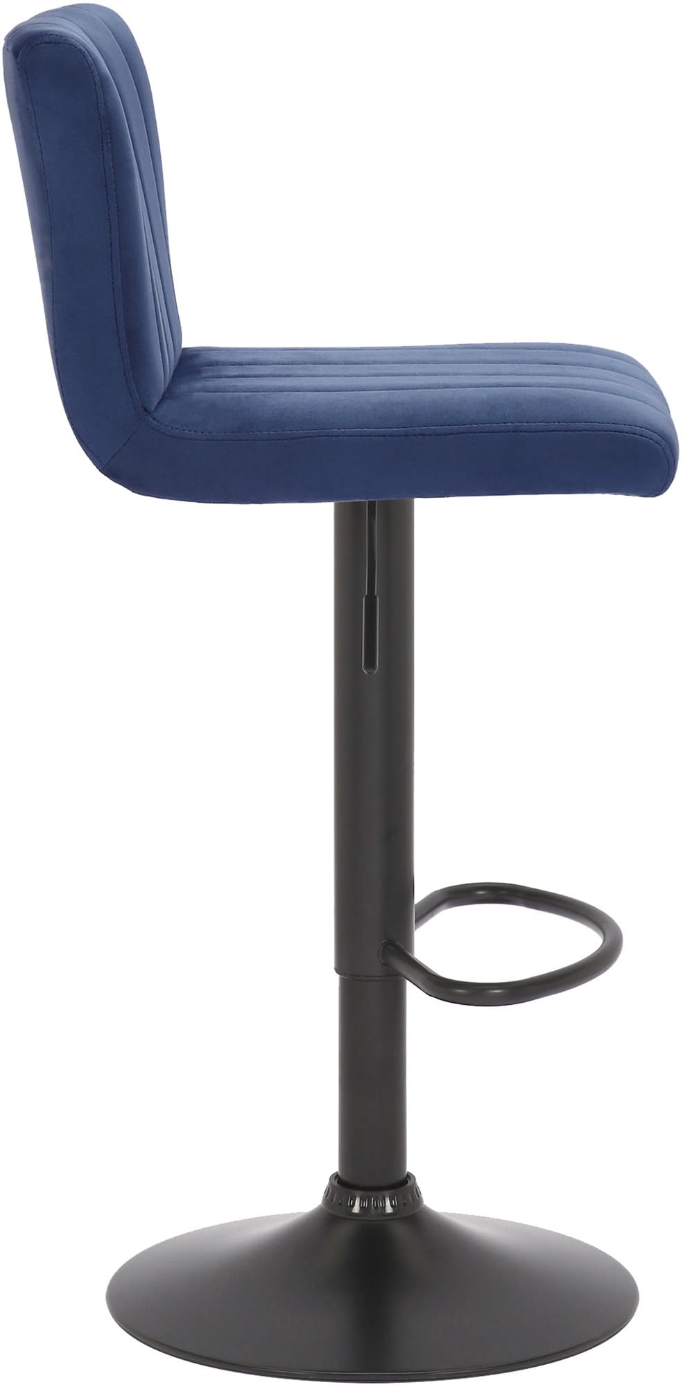 CLP Tabouret De Bar Jamie en Velours I Chaise Haute De Bistrot avec Repose-Pieds Hauteur Réglable Pivotant | Couleur Bleu