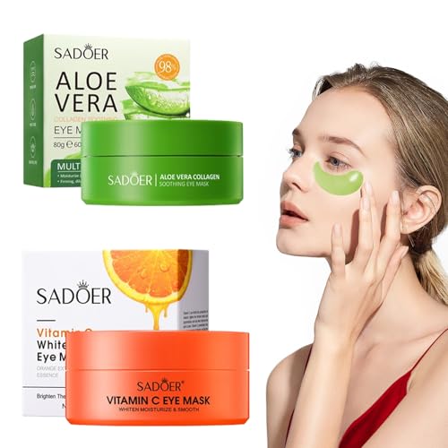 120 almohadillas antiojeras, aloe vera, vintage C, oro 24 K, con hialurón, contra arrugas, bolsas de ojos, hinchazón, para cuidado de los ojos