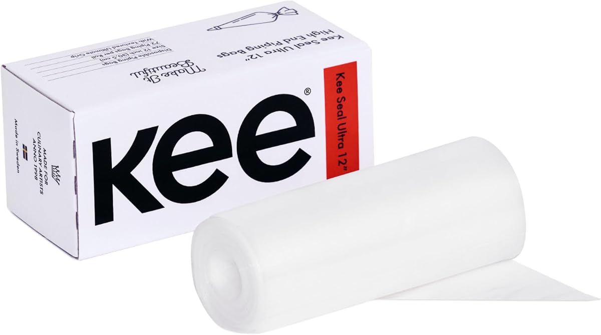 KEE-SEAL ULTRA Disposable Pastry Bags, Piping Bag with Non-Slip Outer Surface, Smooth-Flow Interior, Easy Tear Perforation, Convenient Dispenser Box, 18-Inch, Clear