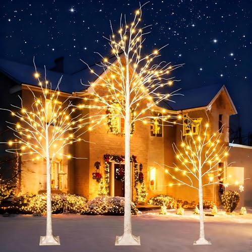 iBaycon 4FT 6FT and 8FT Birch Trees, Set of 3