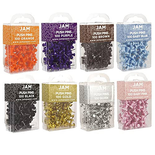 Jam Paper Premium Push Pins - Assorted Pushpins - Set Of 8 #TOP1