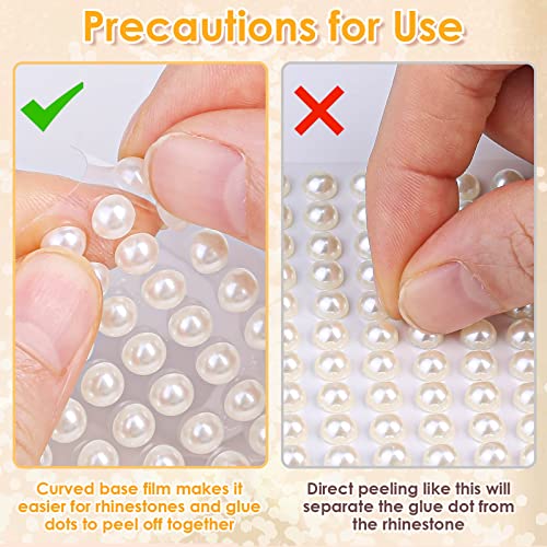 1982Pcs Self Adhesive Pearls And Rhinestones Stickers, Shynek Stick On Pearls, Stick On Face Jewels Gems For Hair, Face, Makeup, Crafts, Scrapbooking Embellishments, 6 Sizes #TOP4