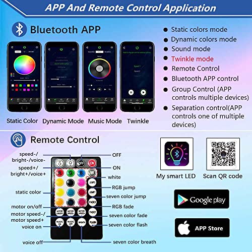 Firework Bluetooth Twinkle 10W Starlight Headliner Kit for Car Home Decoration with APP/Remote Music Mode RGBW LED Fiber Optic Star Ceiling Light 360pcs 0.03in 9.8ft