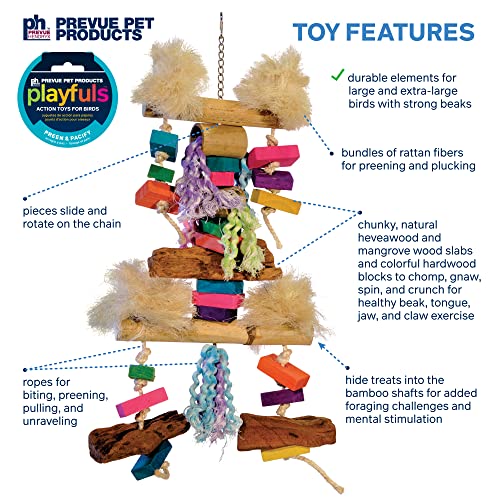 Image of Prevue Pet Products Bodacious Bites Fluff N Stuff Bird Toy for Chewing | Accessories for Large and XL Birds & Parrots, Hanging Birdcage Toy for Climbing, Foot & Beak Exercise, & Physical Enrichment