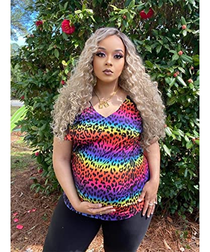 Image of RITERA Women Plus Size Tops Tie Dye V Neck Shirt Floral Camo Summer Short Sleeve Tunic Oversized Ladies Blouse XL-5XL