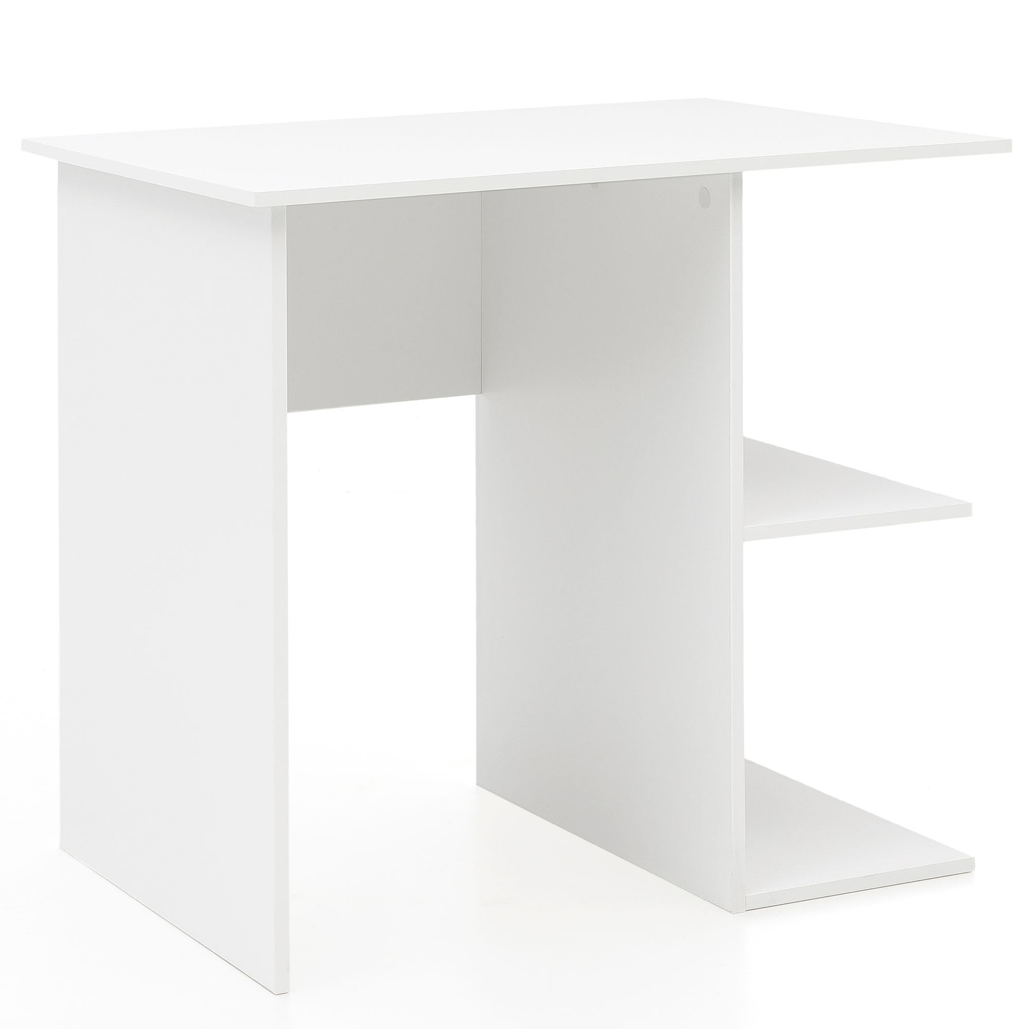 WOHNLING Scrivania Computer Bianca 82x60x76 Cm – Tavolo Da Ufficio Con Ripiano Portaoggetti, Senza Rotelle - 3