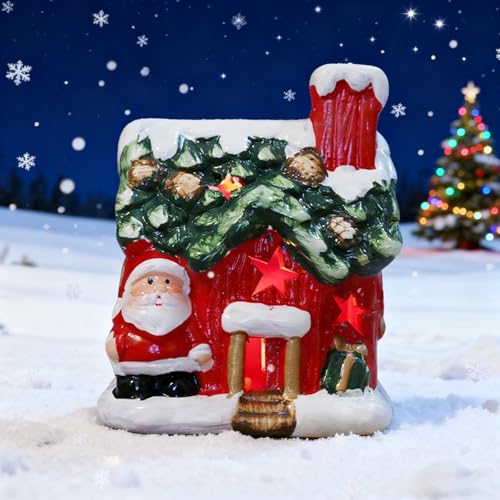 GAROMIA Villaggio natalizio con illuminazione Mini lanterna di Natale casetta luminosa casetta degli ospiti casetta di Natale Natale Piccola casa Decorazione Decorazione natalizia Interno Mini città