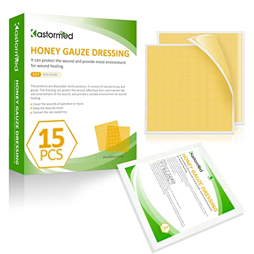 Manuka Honey Wound Care Honey Gauze Dressing 2 x 2 - Pack of 15 100% Medical Grade Honey Patch for Faster Healing from Burns Abrasions Cuts and Lacerations.