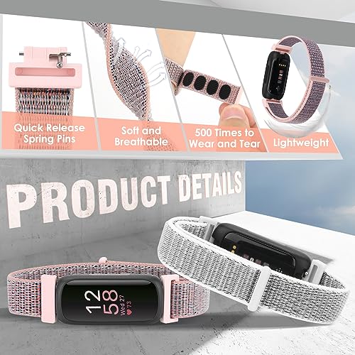 Nylon Sport Loop Straps Compatible with Fitbit Inspire 3/Inspire 2/Inspire HR/Inspire/Fitbit Ace 3/Ace 2 for Women Men Kids Soft Nylon Band Breathable Comfortable Replacement Wristband Straps - Image 3