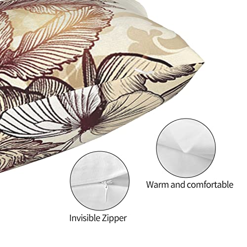 Flower And Butterfly Pillowcase With Hidden Zipper Microfiber Pillow Cover Queen Size 20"X 30", Breathable And Ultra Soft For Sofa Bed Sleeping #TOP2